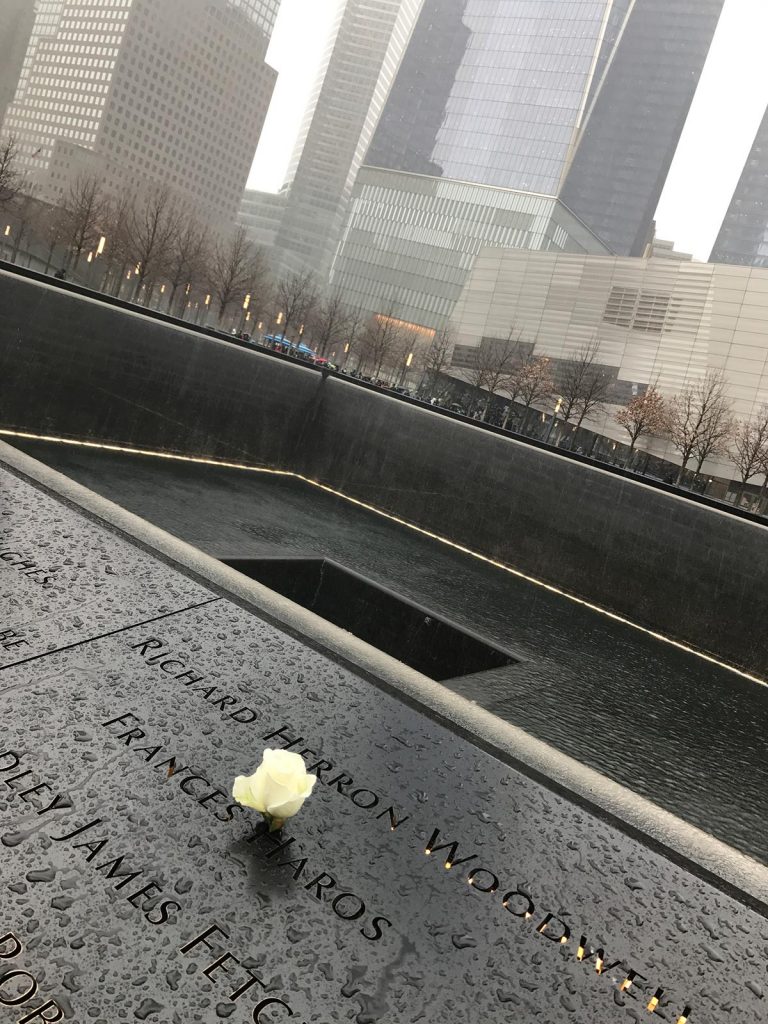 9/11 Memorial in New York City, USA. A missed flight to New York