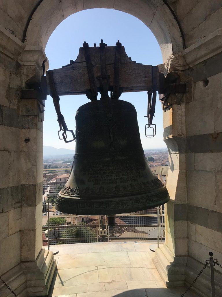 The bell up in the tower in Pisa, Italy. Leaning Pisa & impressive Florence