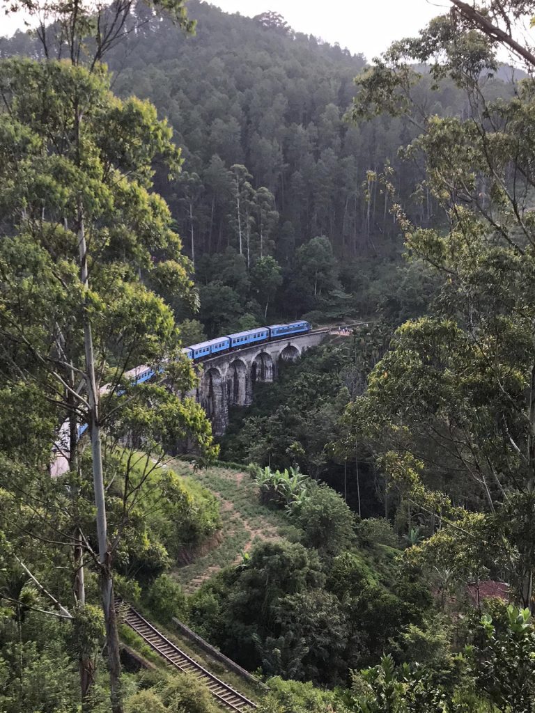 Train passing Bridge in the Sky in Ella, Sri Lanka. The Train Ride of a Lifetime pt2, Ella