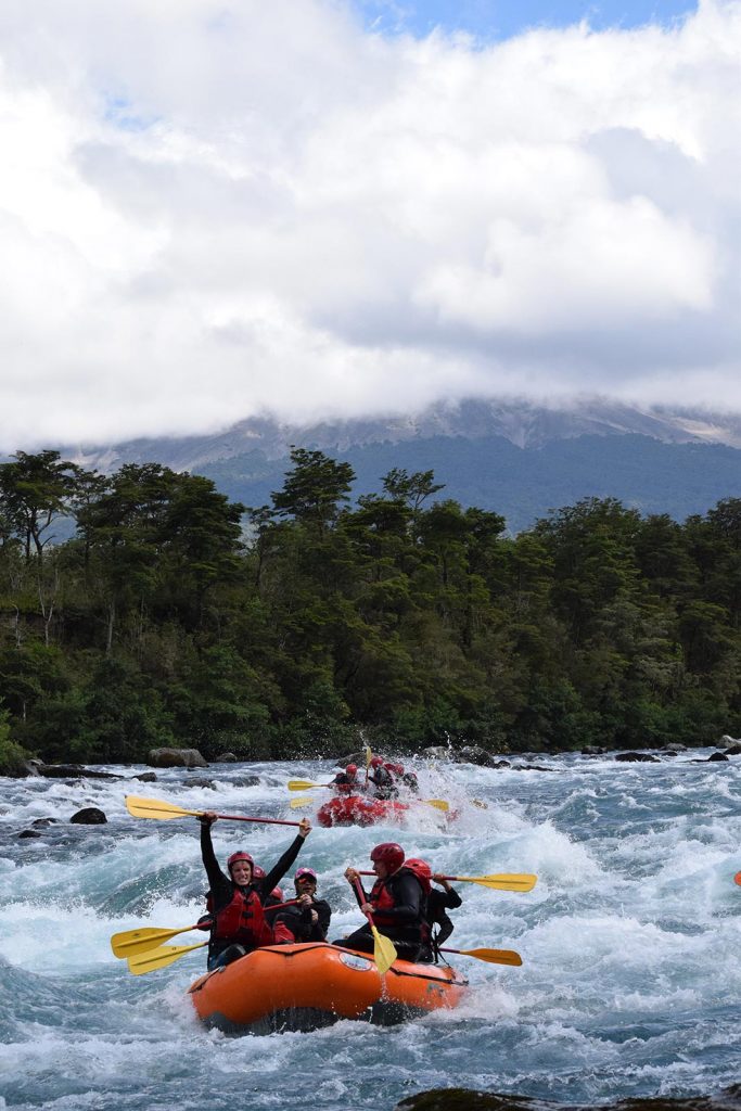 David Simpson and fellow rafters shooting the rapids on White Water rafting at Puerto Montt, Chile. Valparaiso & The Cruise to the end of the World pt3