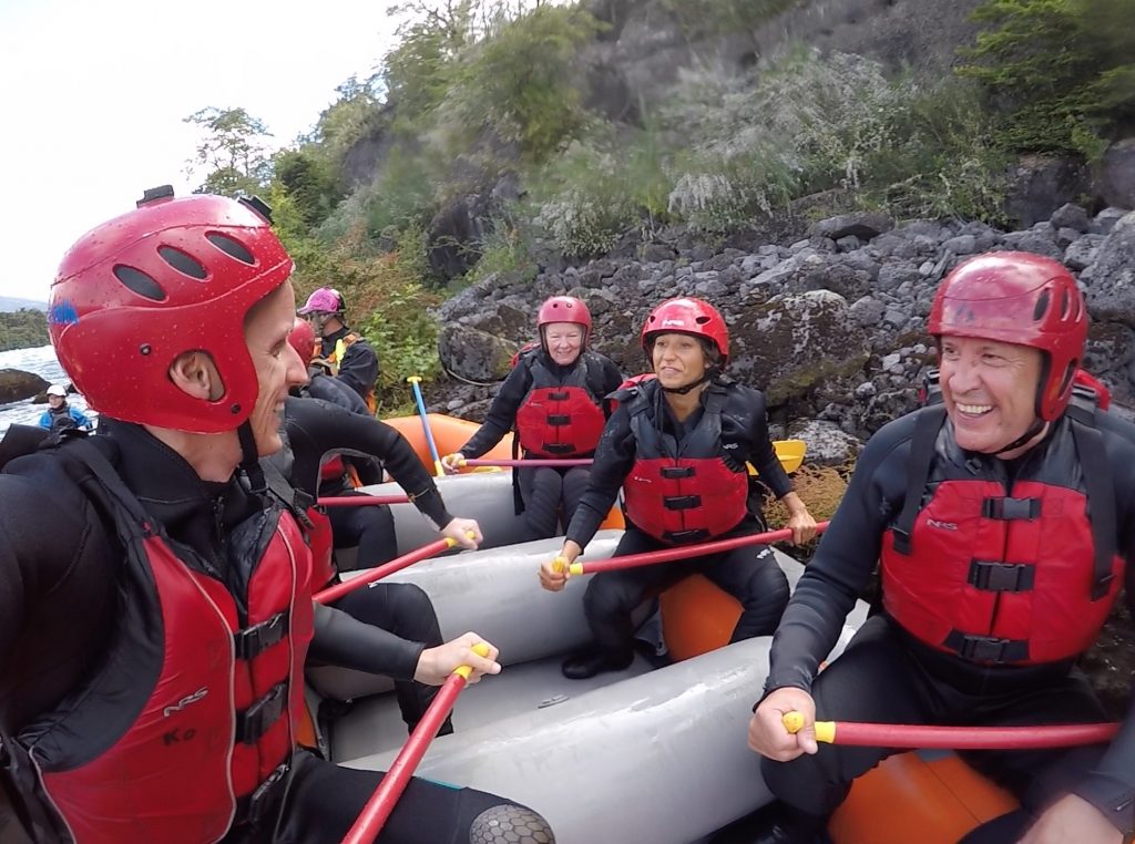 David Simpson and fellow rafters on White Water rafting at Puerto Montt, Chile. Valparaiso & The Cruise to the end of the World pt3