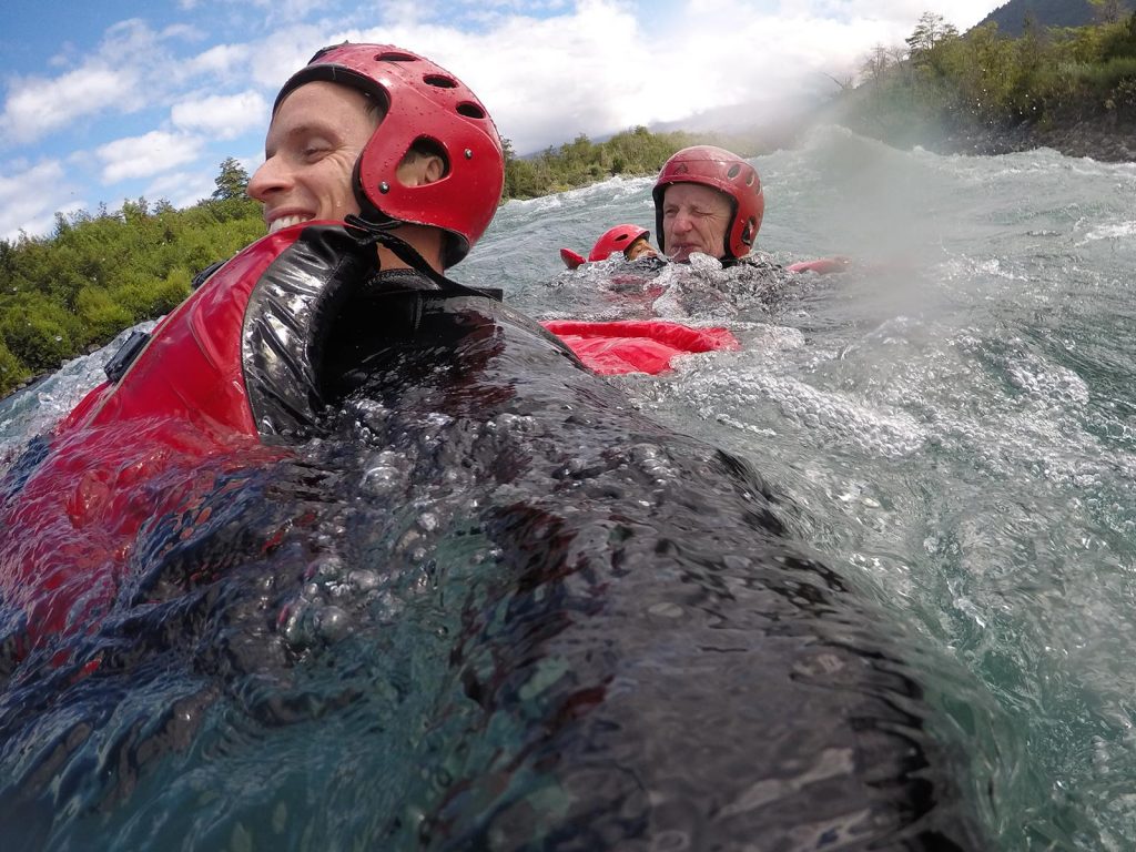 David Simpson and dad getting wiped out on White Water rafting at Puerto Montt, Chile. Valparaiso & The Cruise to the end of the World pt3