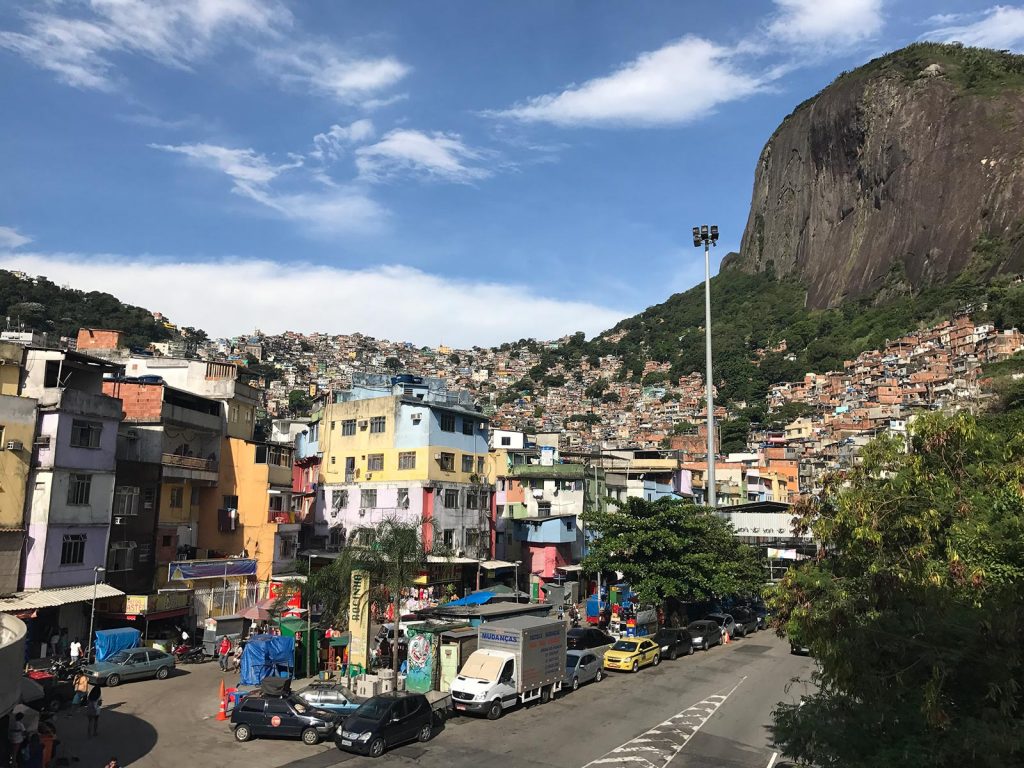 Favela Rocinha houses in Rio de Janeiro, Brazil. Favelas, Christ & Sugarloaf, my intro to Rio