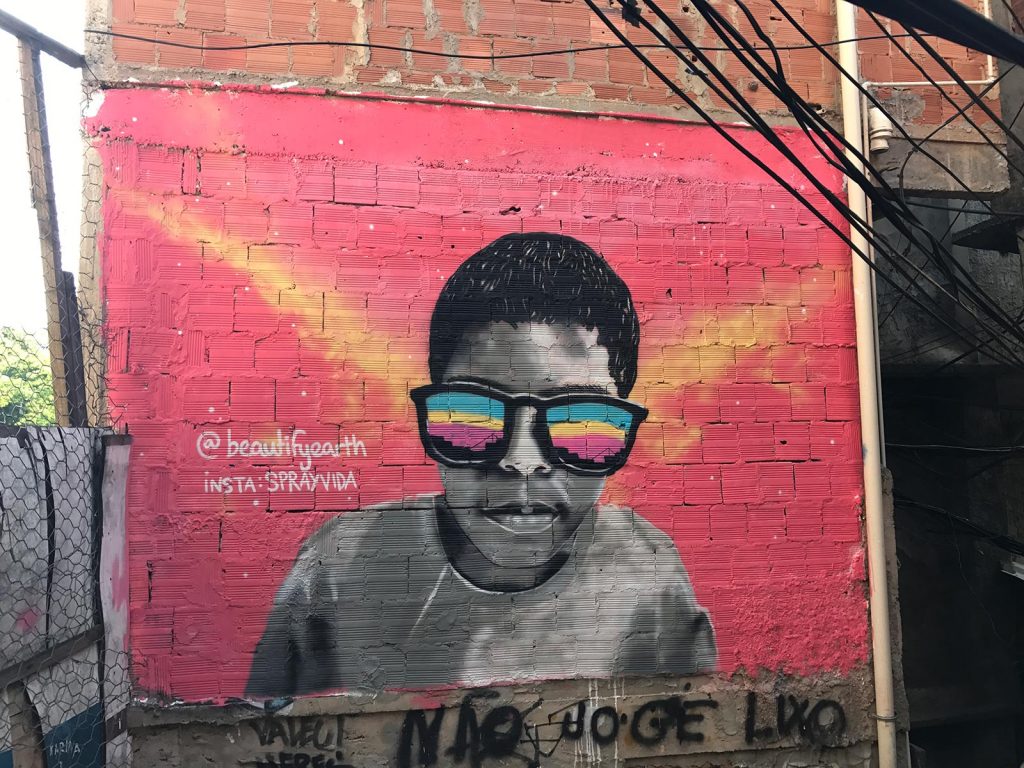 Favela Rocinha street art in Rio de Janeiro, Brazil. Favelas, Christ & Sugarloaf, my intro to Rio