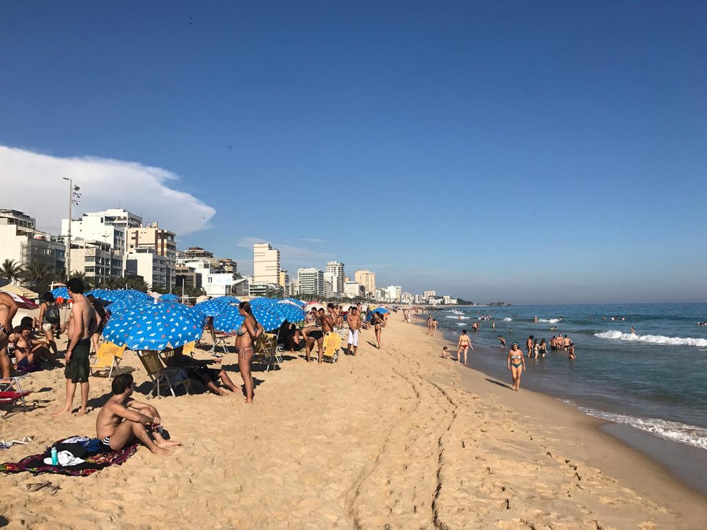 Beach and people in Rio de Janeiro, Brazil. Favelas, Christ & Sugarloaf, my intro to Rio