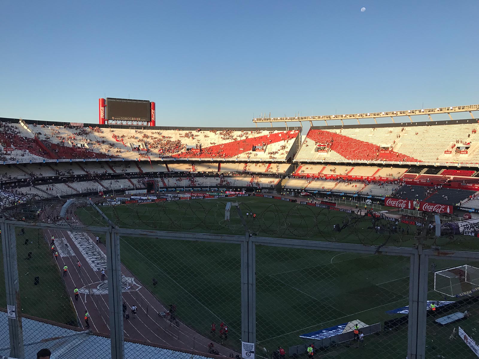 Inside the Estadio Monumental football derby in Buenos Aires. The biggest derby in the world