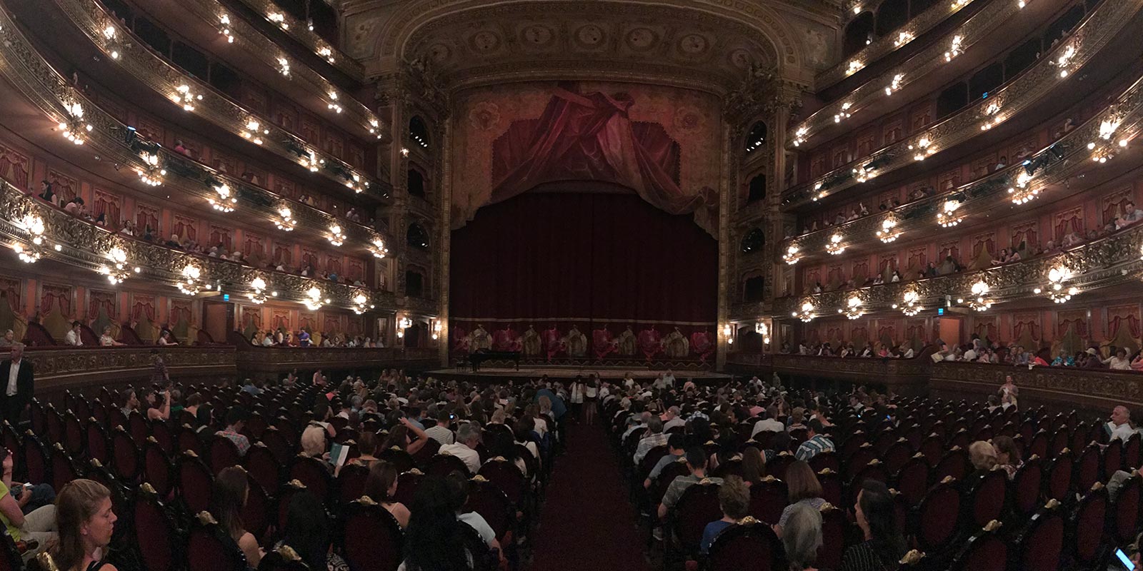 Inside the opera with people seated in Buenos Aires. The biggest derby in the world