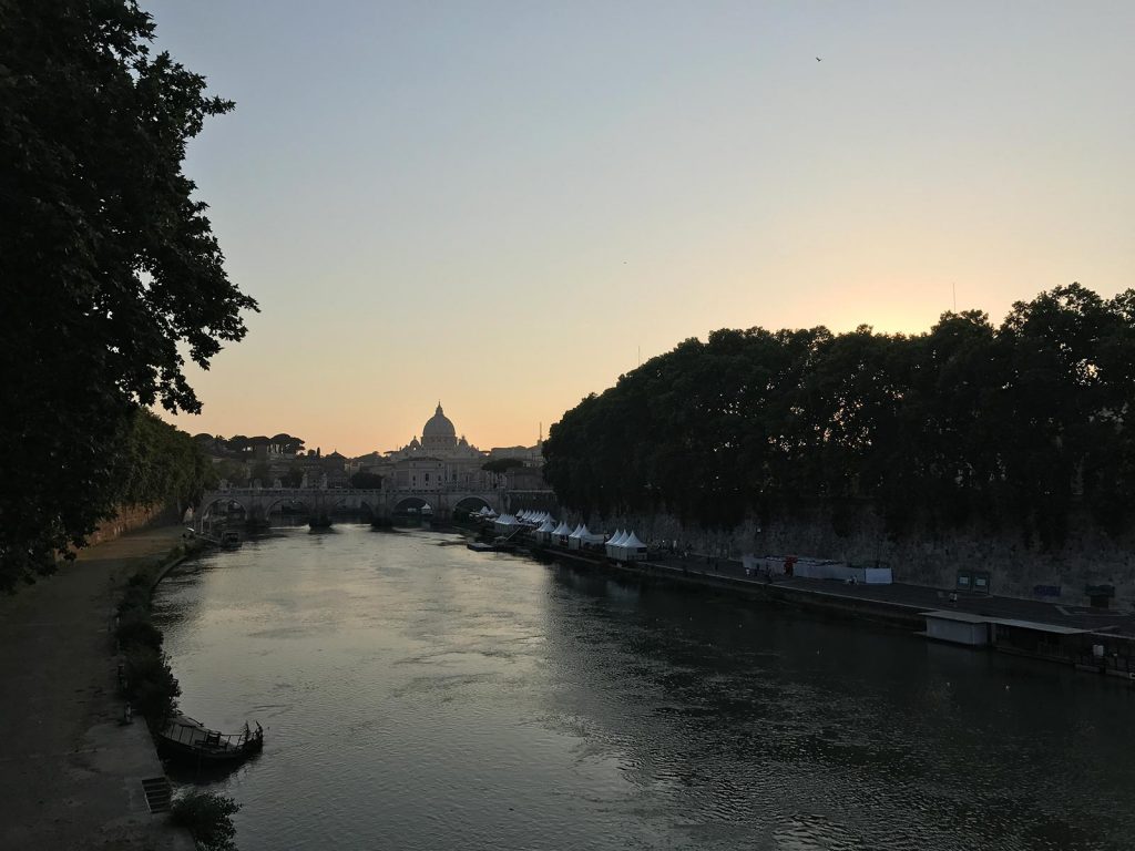 River at sunset in Rome, Italy. The Colosseum & Rome, the last wonder