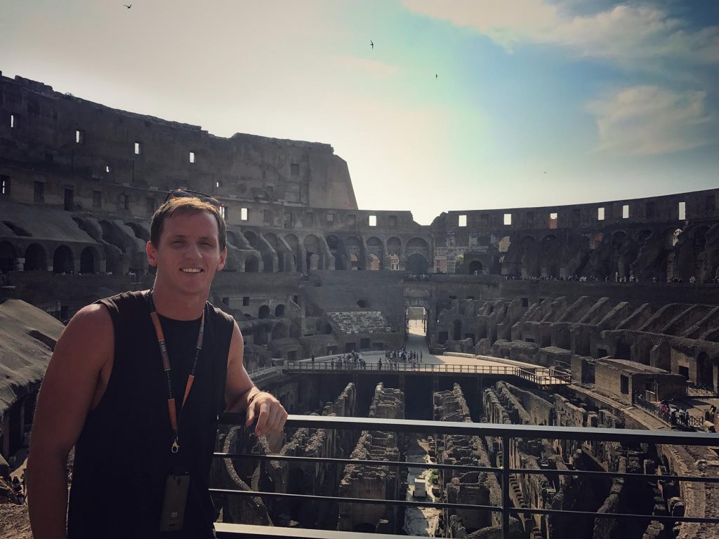 David Simpson and the Colosseum in Rome, Italy. The Colosseum & Rome, the last wonder