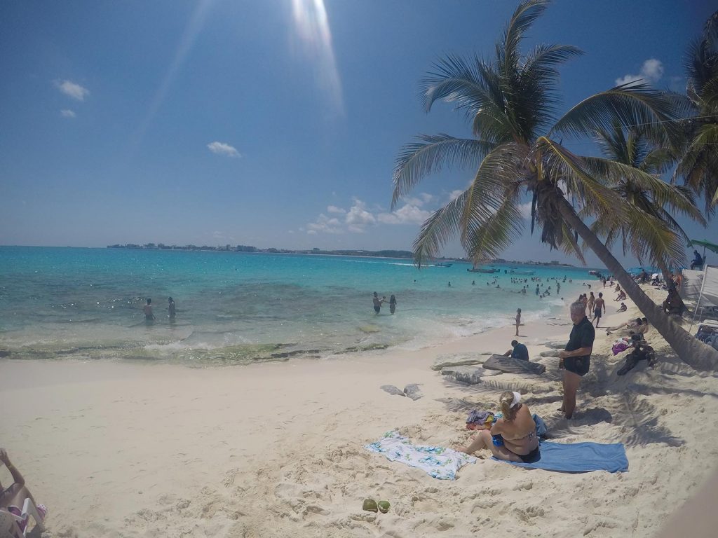 Beach and beach-goers in San Andres, Colombia. 4 weeks and Carnival in Colombia