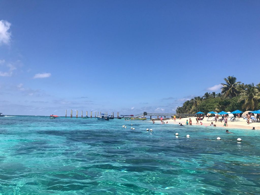 Beautiful waters of the beach in San Andres, Colombia. 4 weeks and Carnival in Colombia