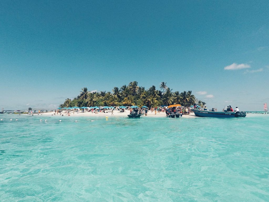 Island from far away in San Andres, Colombia. 4 weeks and Carnival in Colombia