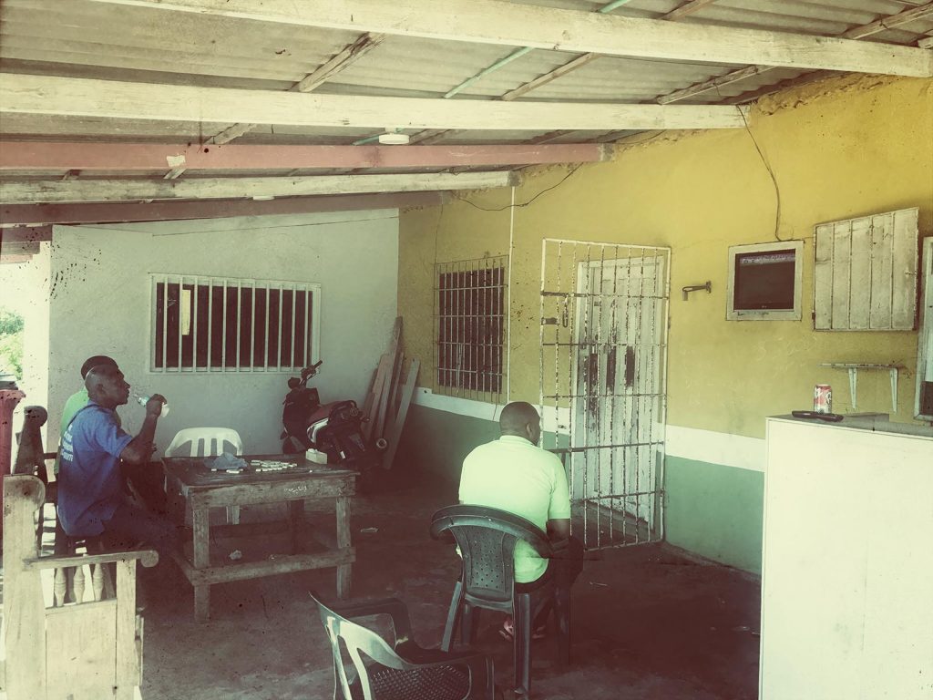 Bus station waiting area in San Andres, Colombia. 4 weeks and Carnival in Colombia