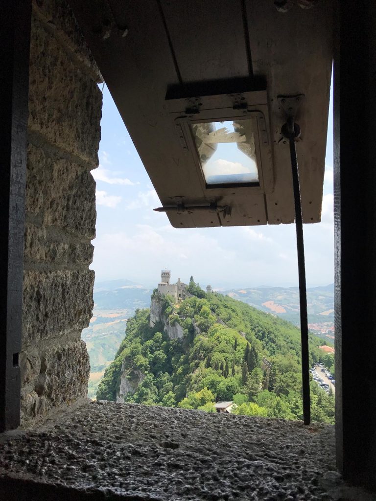 Window of a fort at Monte Titano in San Marino. Magical Venice