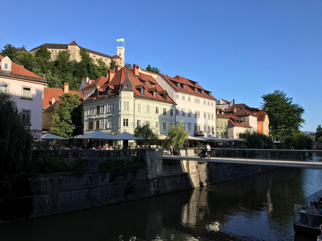 Houses by the river in Ljubljana, Slovenia. The end of 2 years on the road; Slovenia, Luxembourg & Bruges
