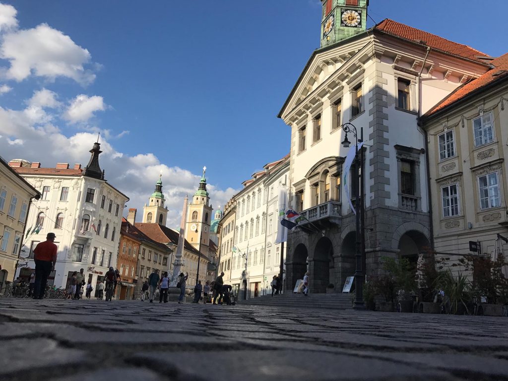 City Square in Ljubljana, Slovenia. The end of 2 years on the road; Slovenia, Luxembourg & Bruges