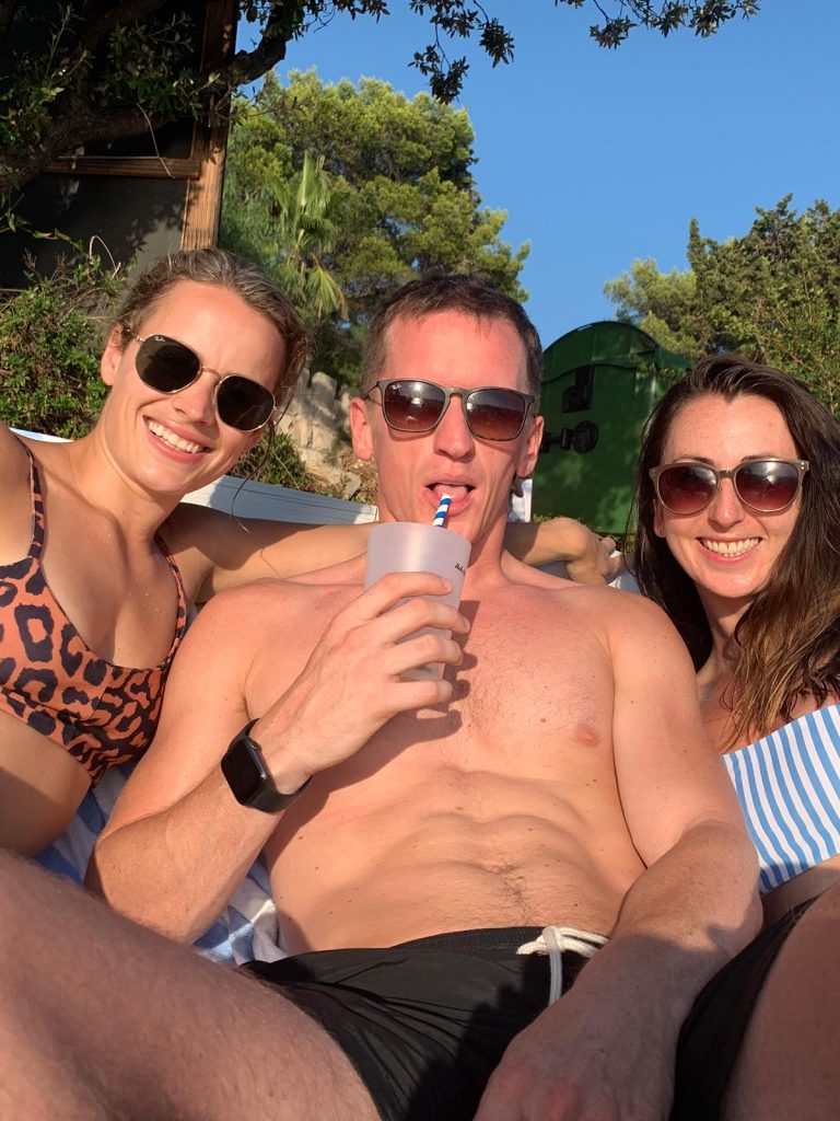 David Simpson with friend girls in Hvar, Croatia. The booze cruise in Split that wasnt