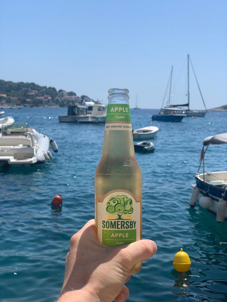 Bottle of Somersby in Hvar, Croatia. The booze cruise in Split that wasnt