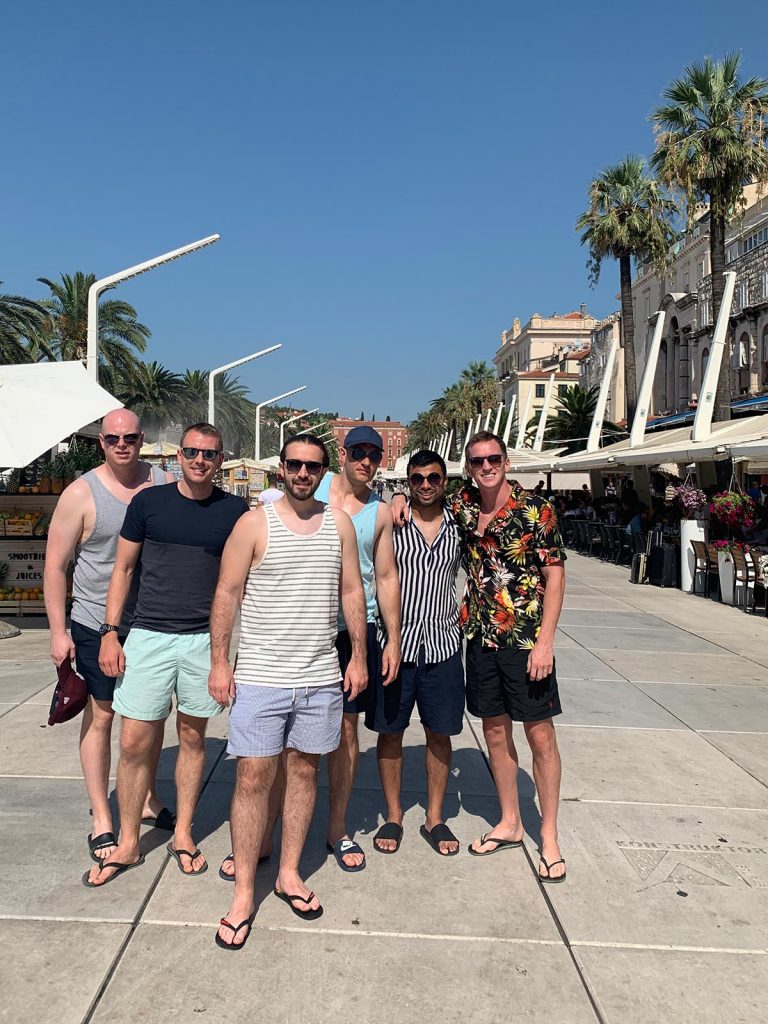 David Simpson and friends in Split, Croatia. The booze cruise in Split that wasnt