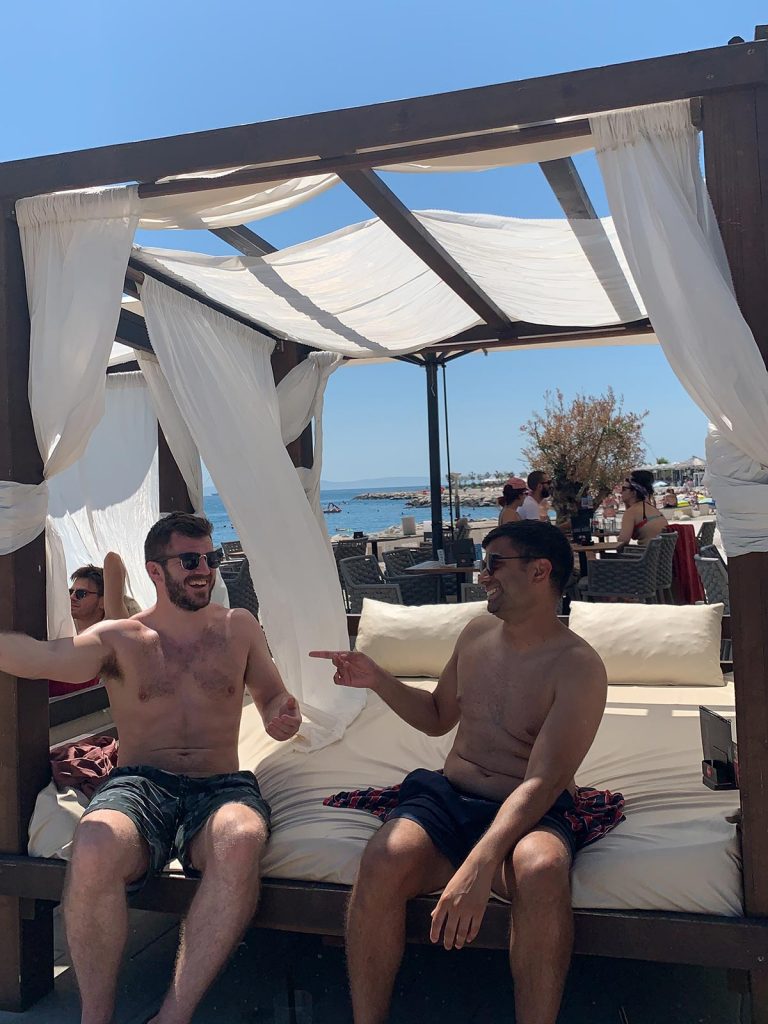 Friends at beach in Split, Croatia. The booze cruise in Split that wasnt