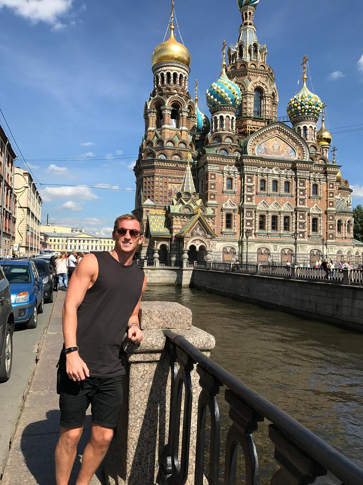 David Simpson at the Church of the Savior on Spilled Blood in St. Petersburg, Russia. St Petersburg & The Red Arrow to Moscow