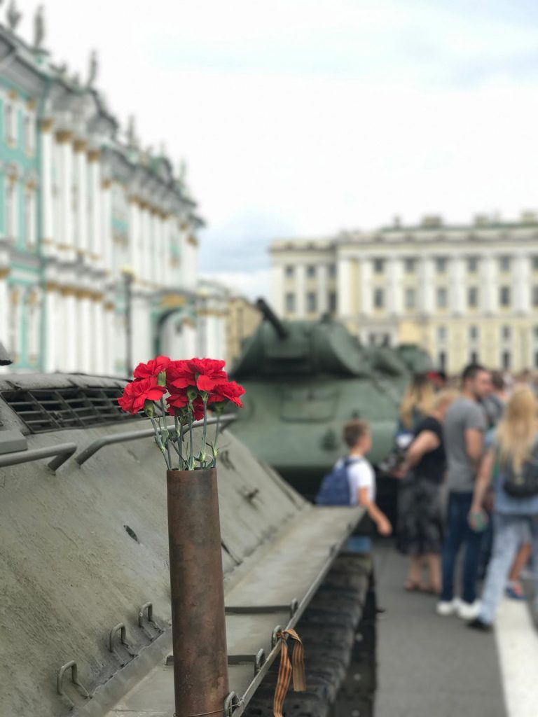Tanks on display in St. Petersburg, Russia. St Petersburg & The Red Arrow to Moscow