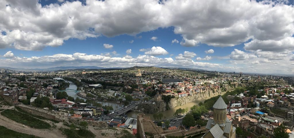 Birds eye view of the city in Tbilisi, Georgia. Bangladesh, The Persian Gulf, The Caucasus & The Stans