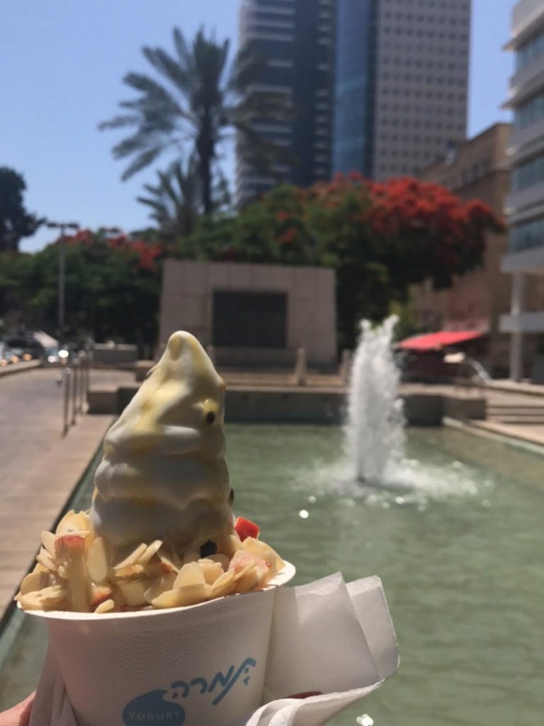 Ice cream near fountain at Jaffa in Tel Aviv, Israel. My time in Jerusalem, a special city divided