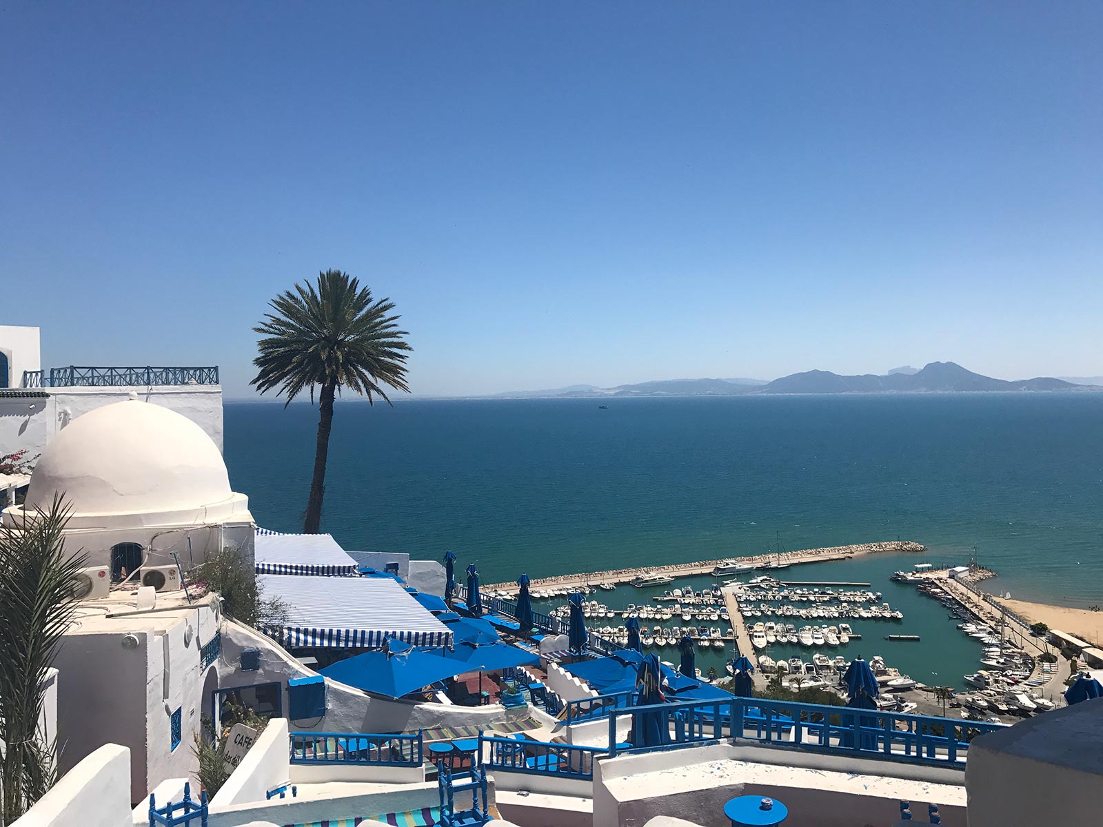 View of the sea in Sidi Bou Said, Tunisia. Tunisia and not taking travel advice seriously