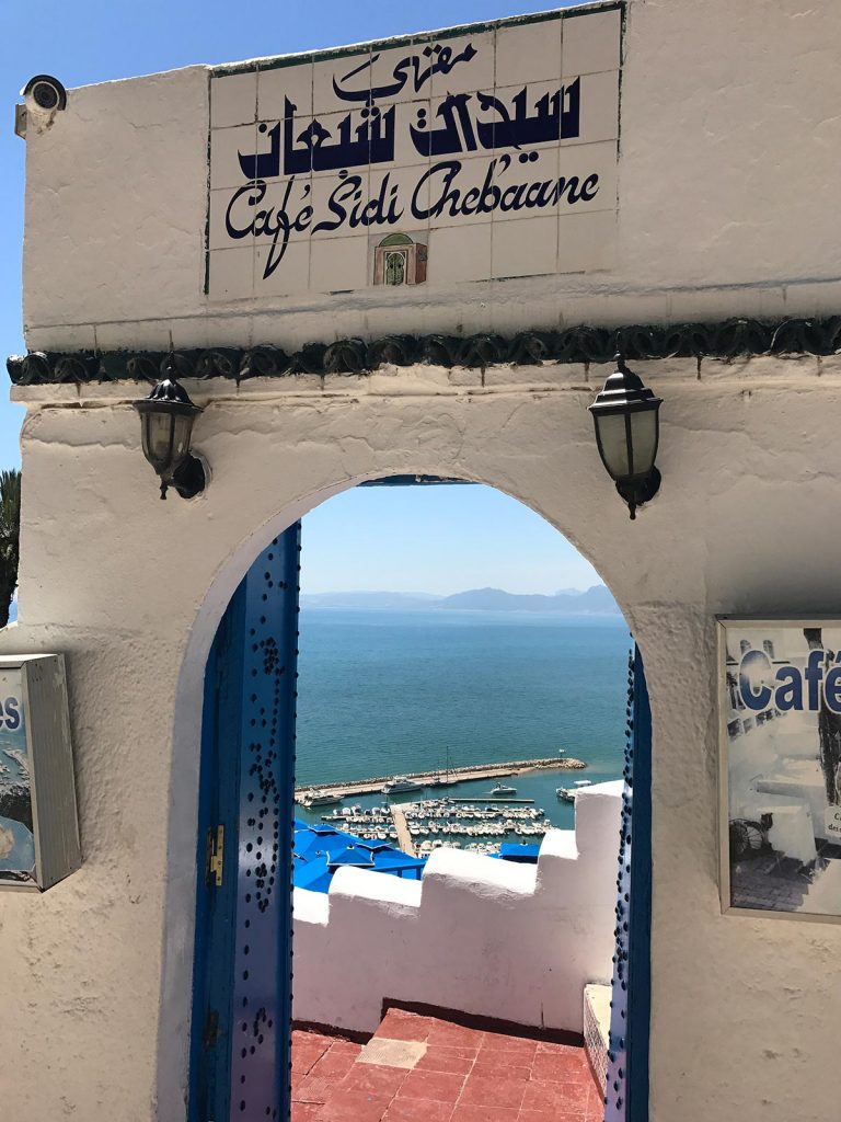 Café in Sidi Bou Said, Tunisia. Tunisia and not taking travel advice seriously