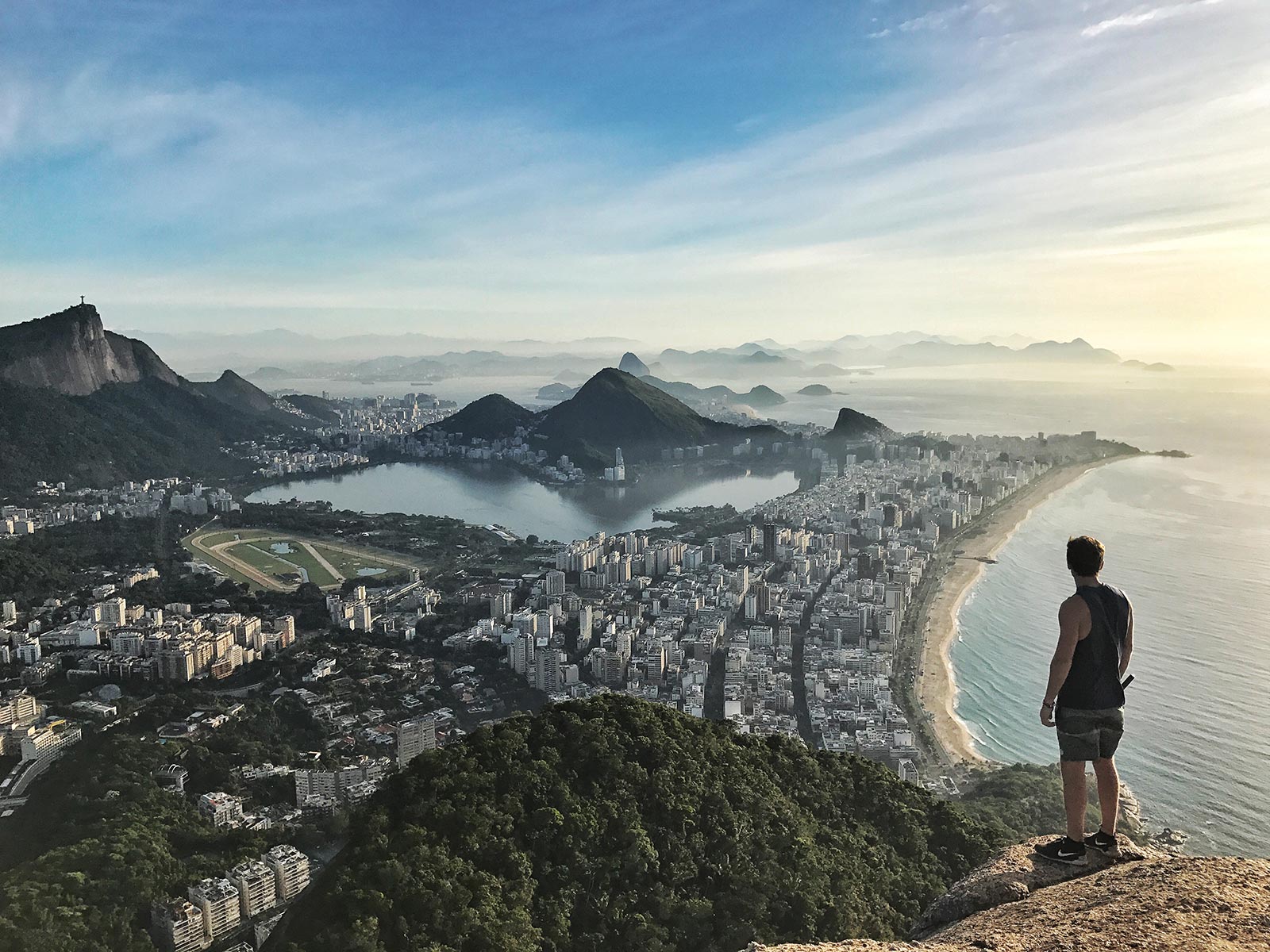 David Simpson enjoying the view at Two Brothers Peak in Rio de Janeiro, Brazil. The best sunrise hike in the world