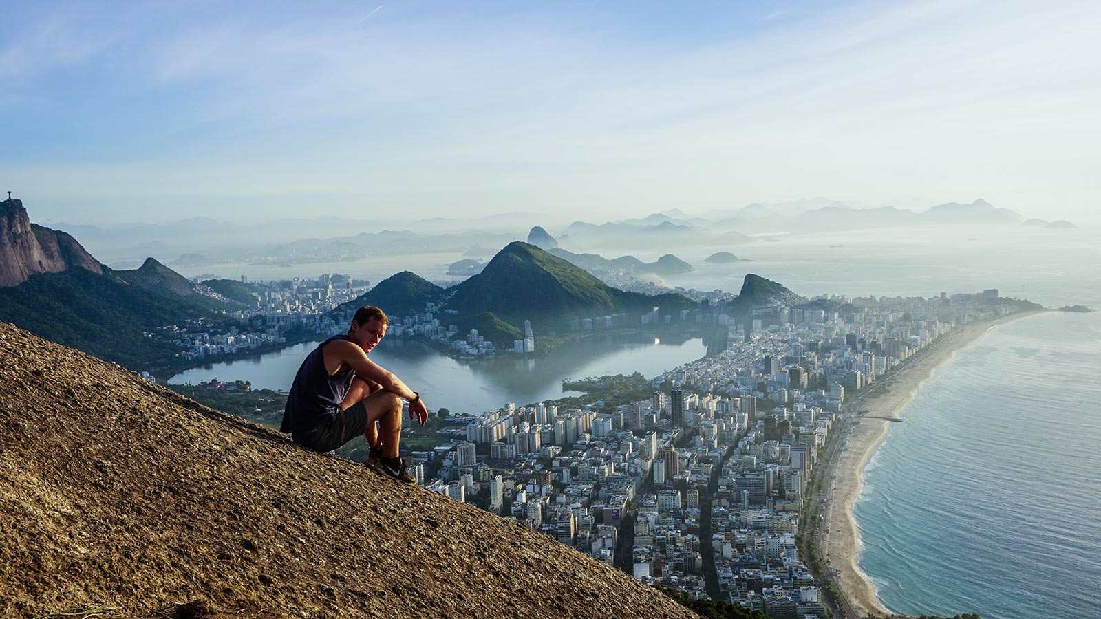 David Simpson at Two Brothers Peak in Rio de Janeiro, Brazil. The best sunrise hike in the world