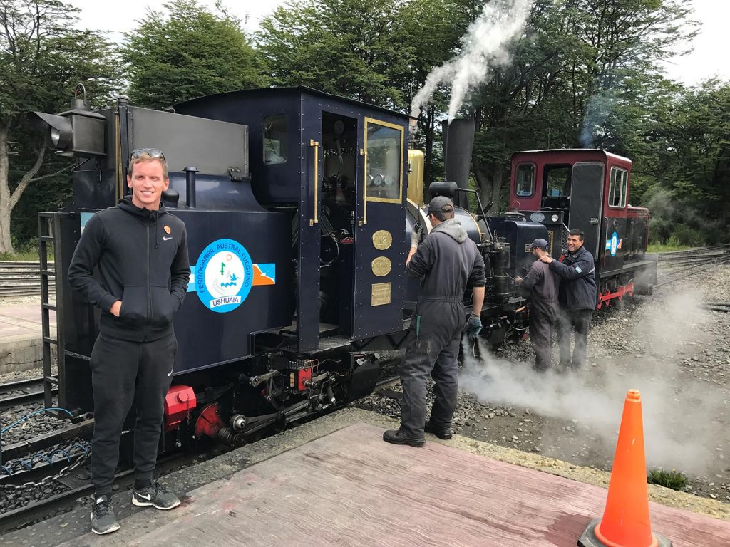 David Simpson at Train of the End of the World in Ushuaia, Argentina. Cape Horn on the Cruise to the end of the world