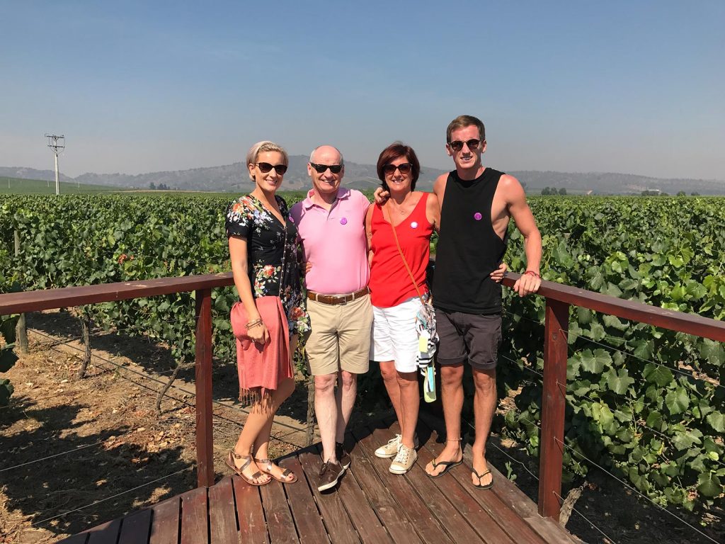 David Simpson and family at a vineyard in Valparaiso, Chile. Valparaiso & The Cruise to the end of the World pt3