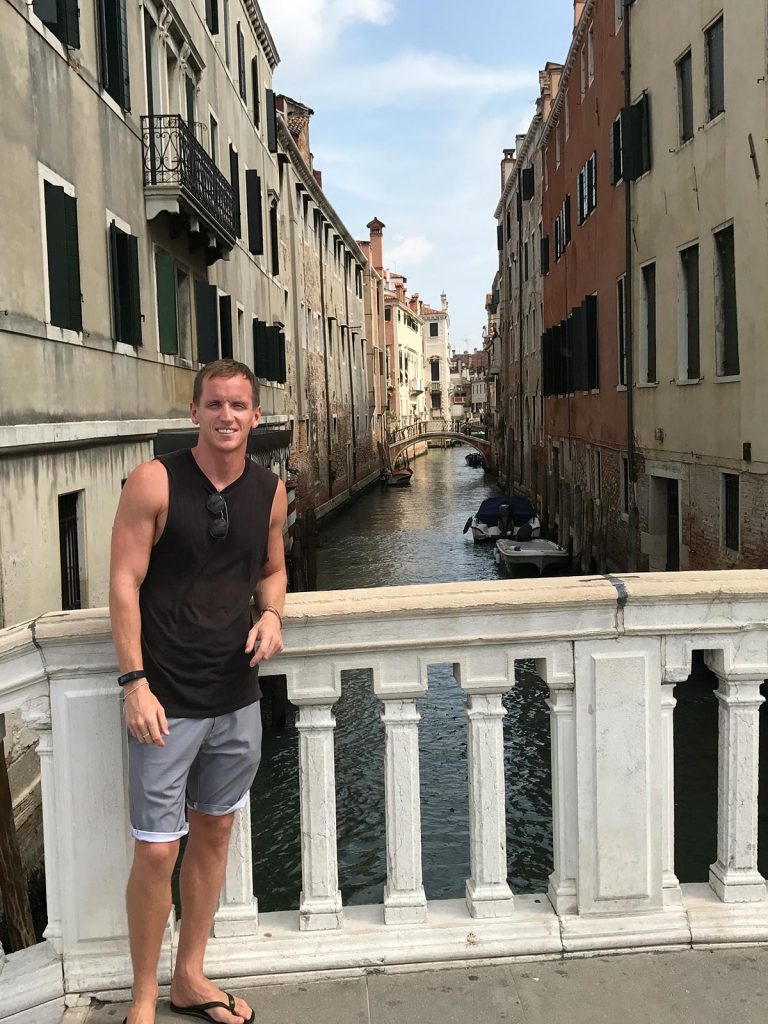 David Simpson at bridge in Venice, Italy. Magical Venice