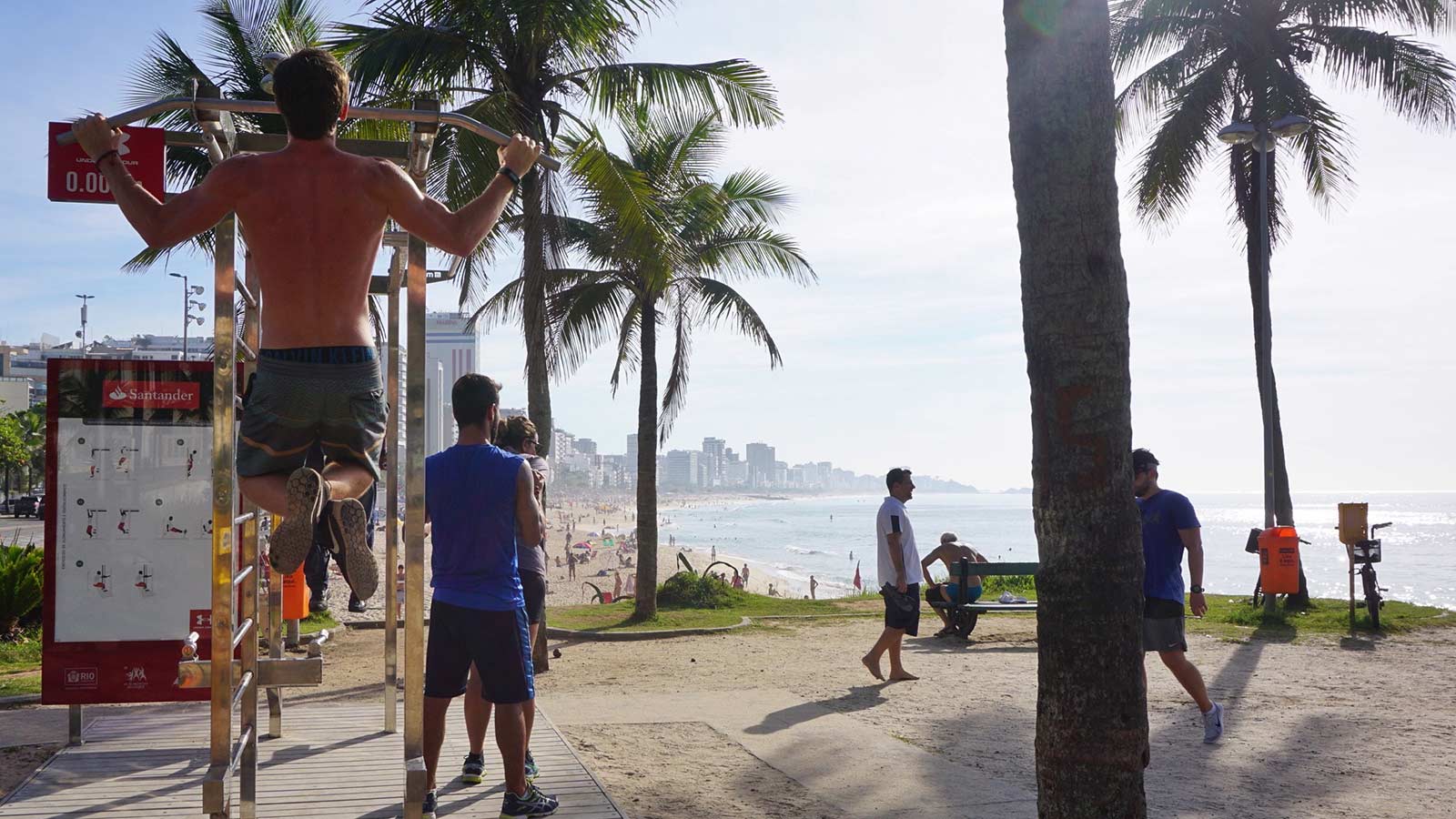 People exercising in Rio de Janeiro, Brazil. Staying fit while travelling