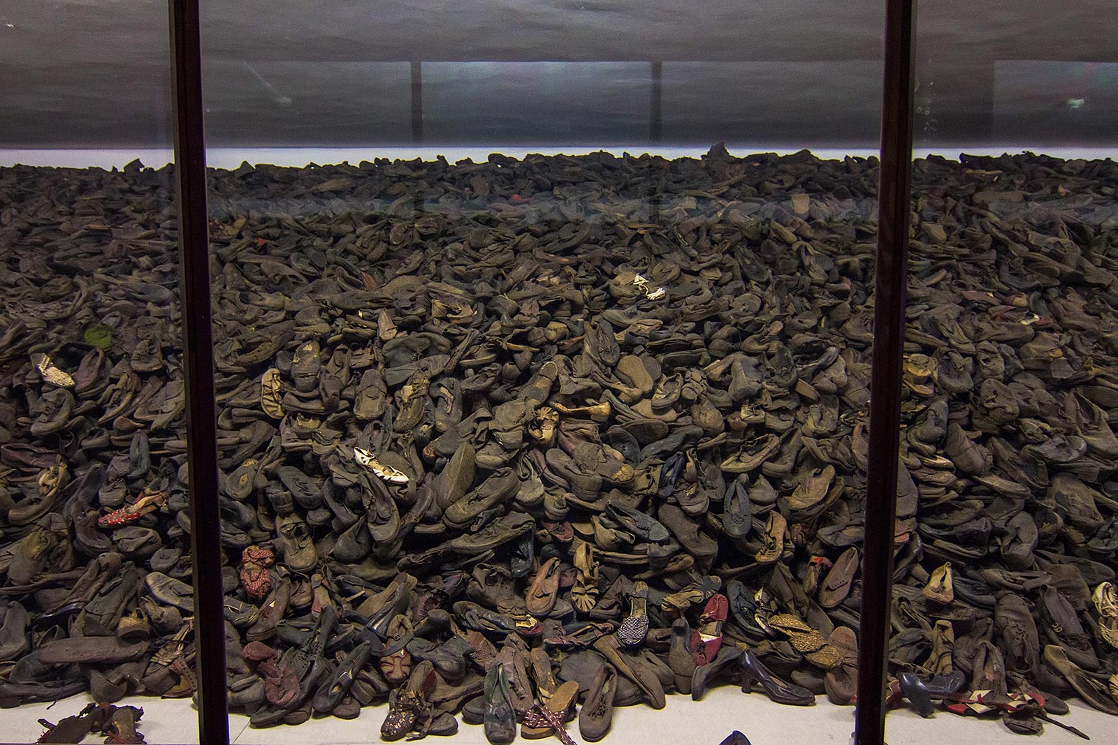 Shoes of executed prisoners in Auschwitz, Oświęcim, Poland. Mixed feelings in Auschwitz
