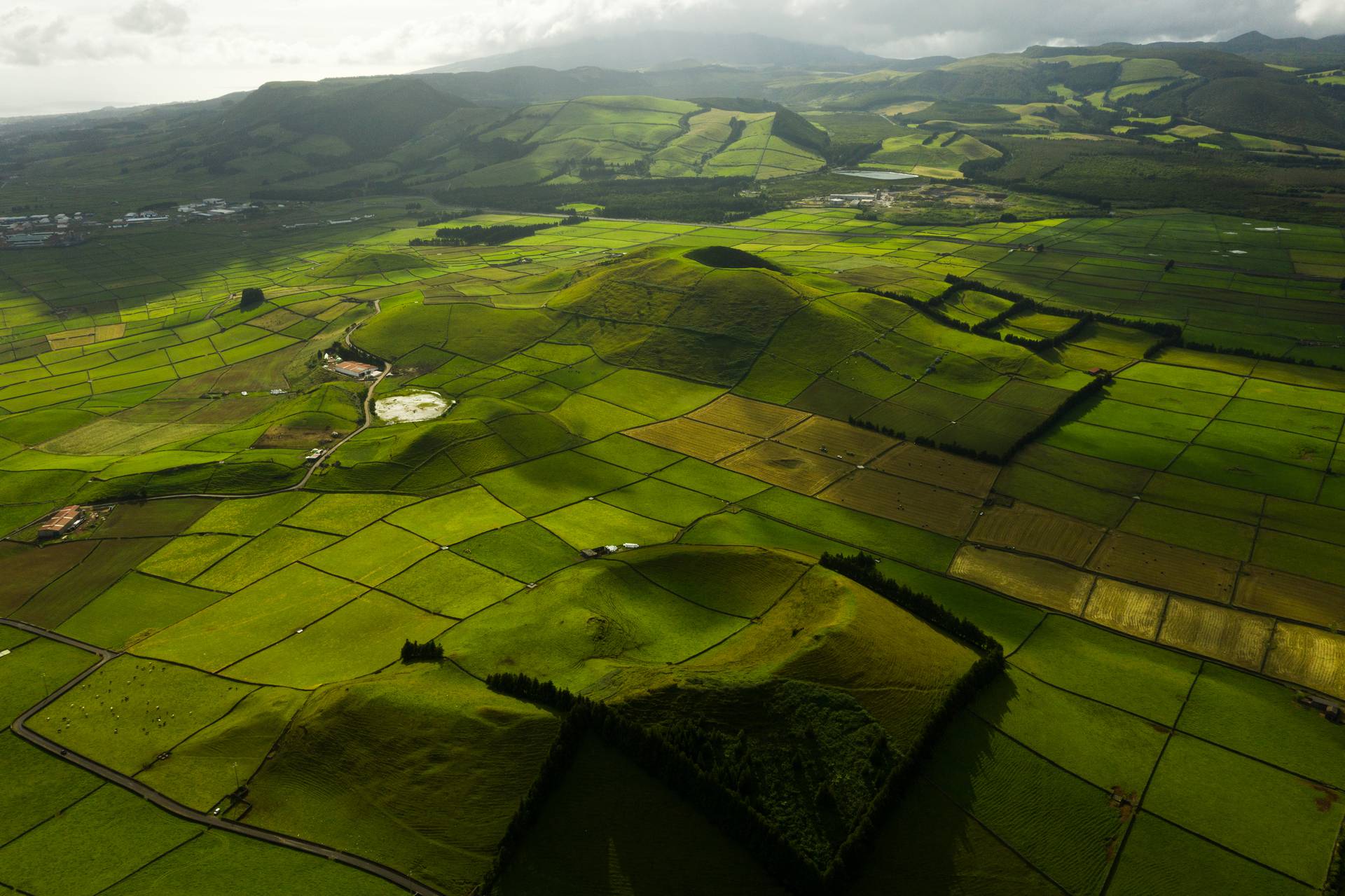 Aerial view of green fields in Terceira Island, The Azores. Is the Azores just Ireland in disguise