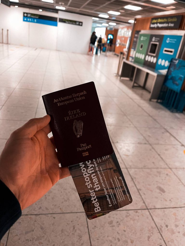 Irish passport at airport in Terceira Island, The Azores. Is the Azores just Ireland in disguise