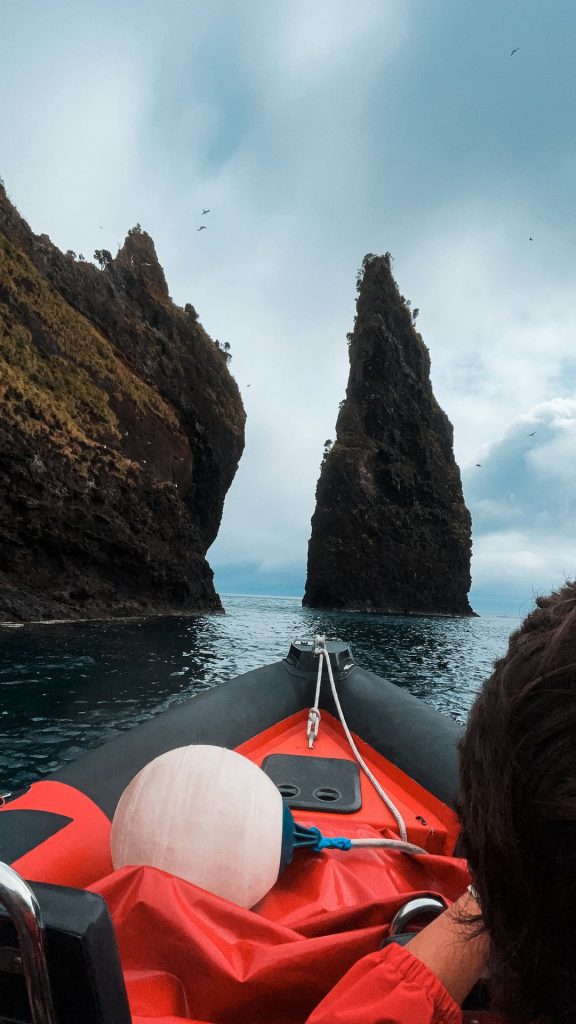 Tall island at sea in Corvo, The Azores. Corvo & an insane Tinder story