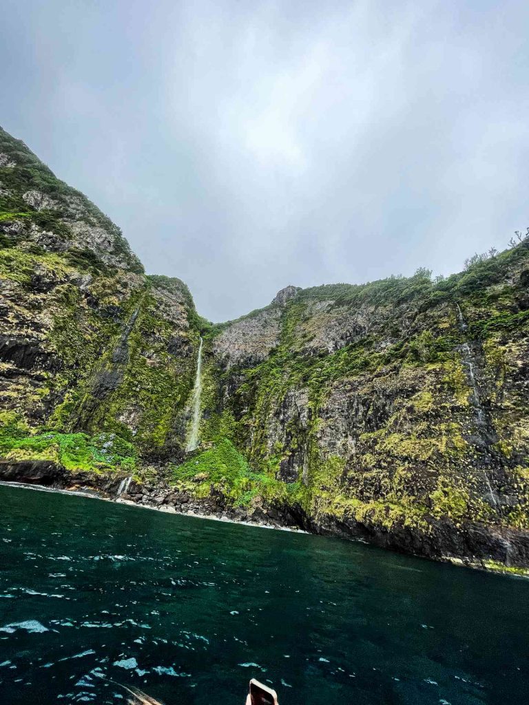 Waterfall by the sea in Corvo, The Azores. Corvo & an insane Tinder story