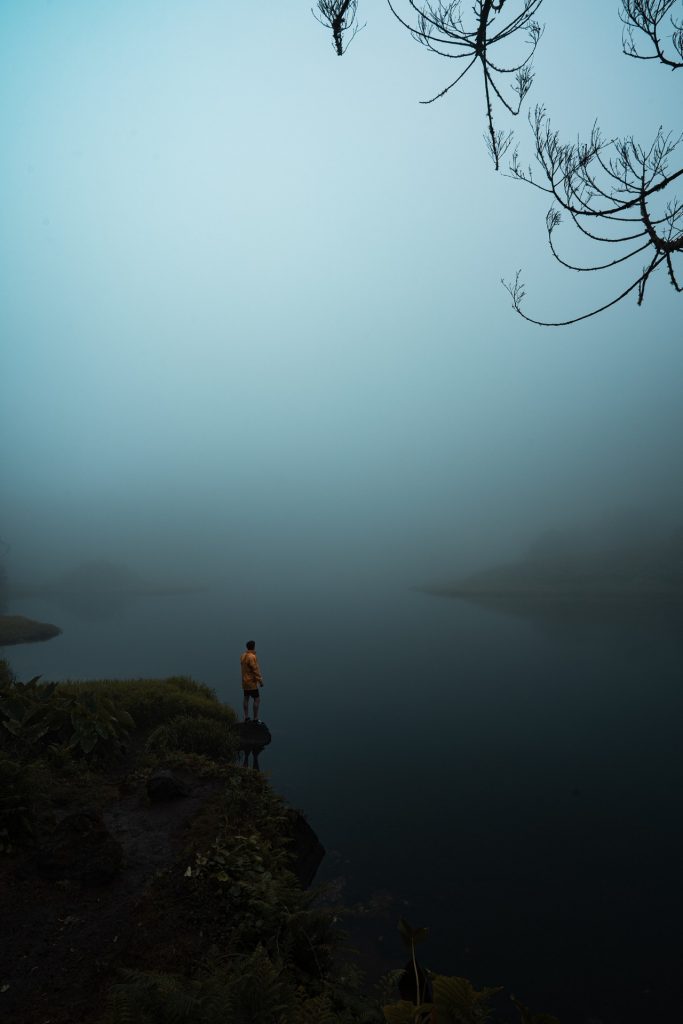 David Simpson by a foggy lake in Flores, The Azores. 2 days looking at mist in Flores