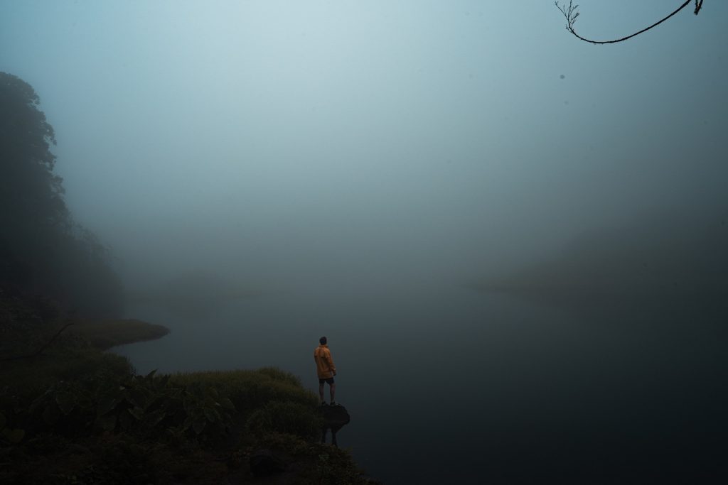 David Simpson by a foggy lake in Flores, The Azores. 2 days looking at mist in Flores