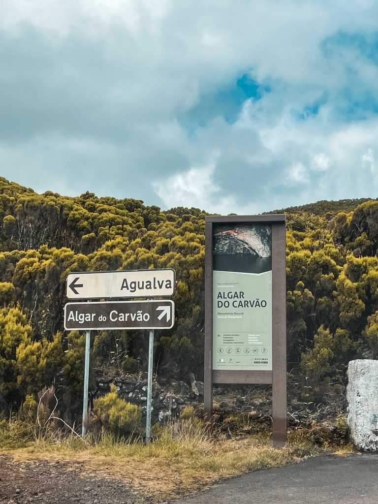 Algar do Carvao signage in Terceira Island, The Azores. Terceira, another photographer’s dream