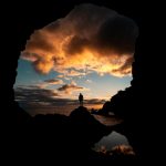 David Simpson outside a cave by the bay in Flores, The Azores. 2 days looking at mist in Flores