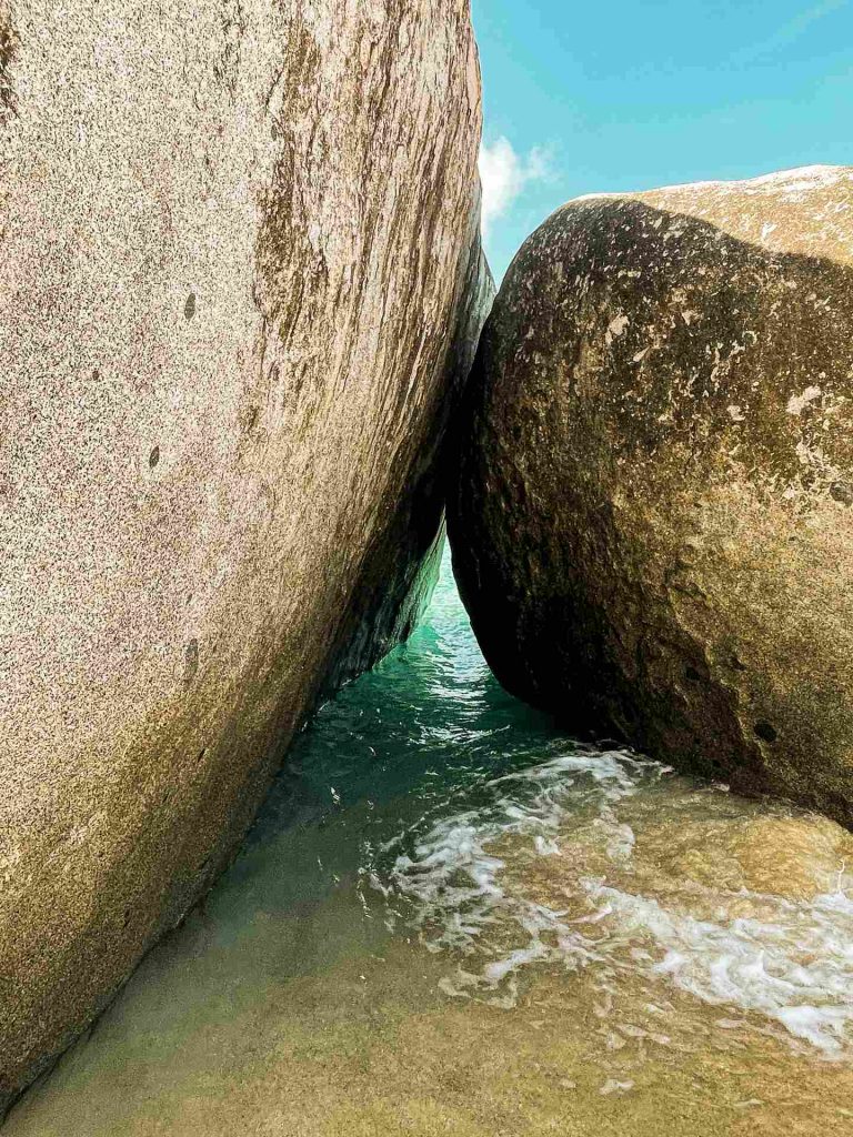 Boulders at the beach in British Virgin Islands. The baths at Virgin Gorda
