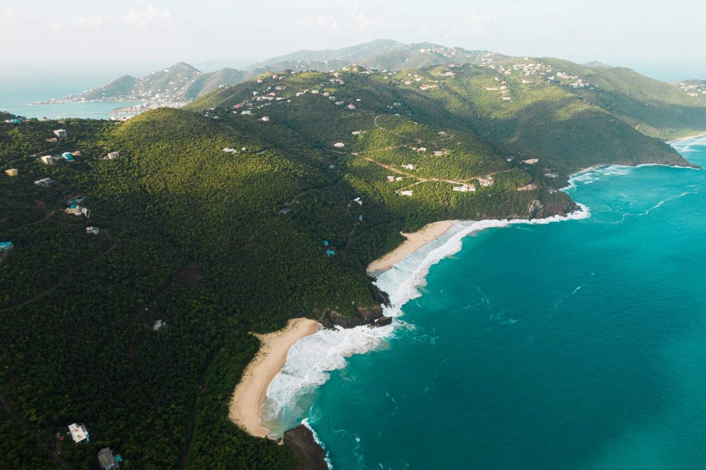 Aerial view of the island and the sea in British Virgin Islands. BVI has me