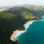 Aerial view of the island and the sea in British Virgin Islands. BVI has me