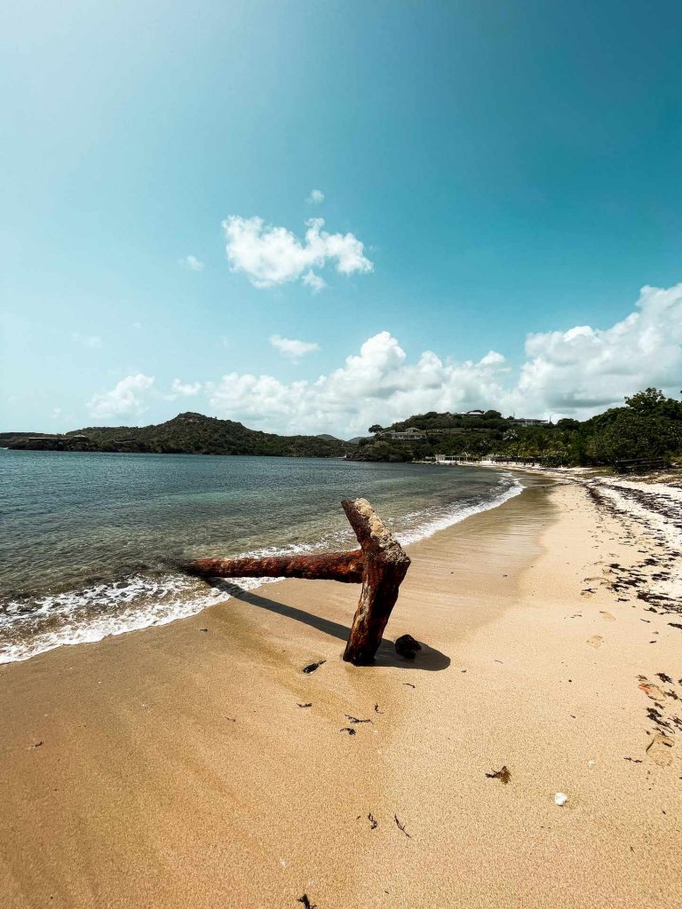 Rusted anchor at the beach in Antigua. Sir Vivian Richards & don’t hike in flip flops
