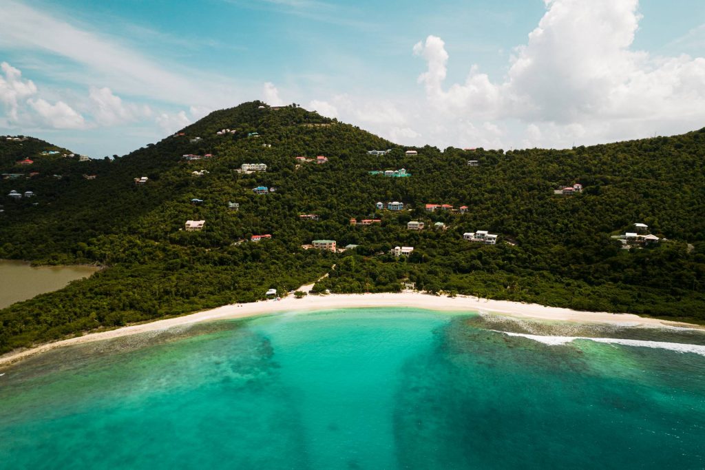 Aerial view of the island and the sea in British Virgin Islands. BVI has me